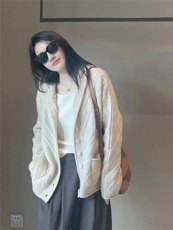 女士开衫长袖外套休闲，女装羊绒衫，七柒羊绒