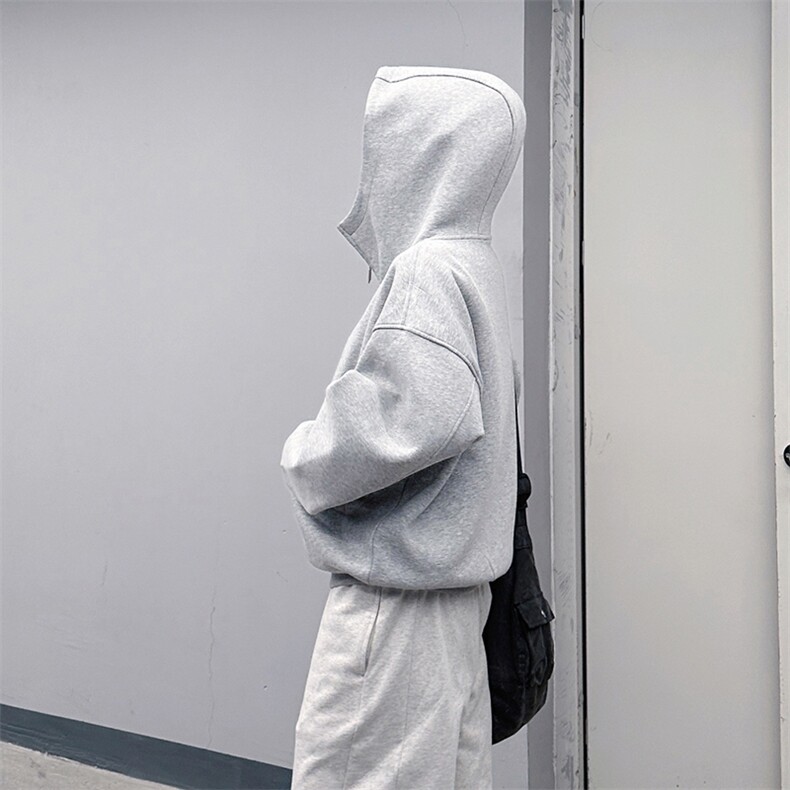 抖音得物高品质25秋冬美式高街宽松结构防风高领连帽卫衣外套W60,男装卫衣,电商A486