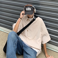 夏季高级短袖衬衫男宽松休闲ins衬衣潮CS032-P38，男装衬衫，星座308B-1
