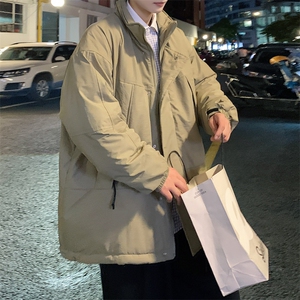 2022韩版复古保暖宽松棉服秋冬季韩版宽松纯色立领棉衣 W6244-P82图片