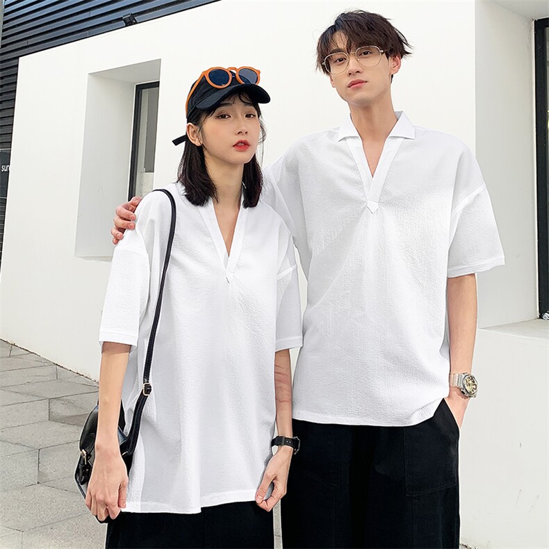 夏季现货主推大码港风情侣翻领透气休闲百搭短袖T恤男T607P33,男装T恤,电商B226