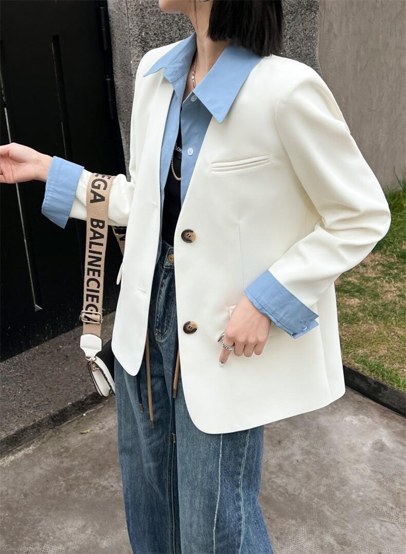 [现货]春款拼接西装,两色、三码，女装西装，依柏璐(1F)