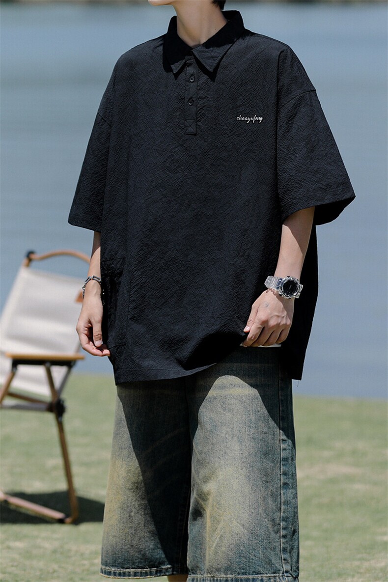 8XL-M轻薄3D泡泡肌理感速干POLO衫男宽松印花冰丝短袖T恤CS529,男装衬衫,电商D206-1