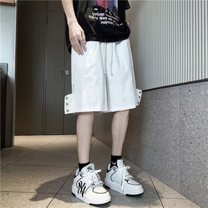 短裤男夏季美式高街排扣拉链直筒裤子痞帅休闲五分中裤DK216-P35图片