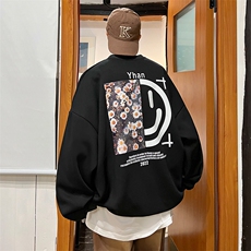 抖音供货、复合360克现货足印花圆领卫衣宽松D223A-WY22879-P40，男装卫衣，电商019-1