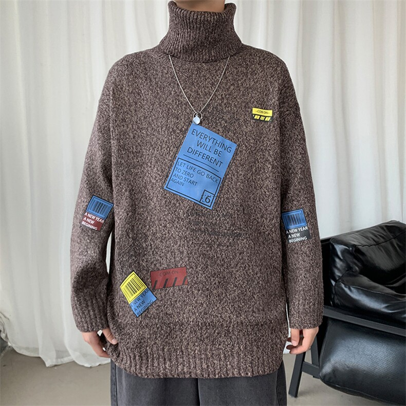 ！秋冬季潮流加厚高领毛衣男韩版印花百搭针织衫线衣GM603P60,男装针织衫/毛衣,电商B220
