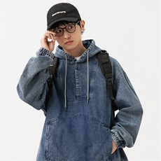 2026春季新款男装日系潮牌宽松连帽牛仔外套休闲夹克JK580-F135，男装工装外套，电商A101（原外27）