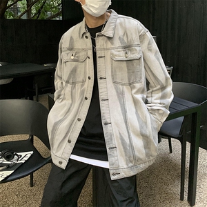 高街帅气牛仔外套男扎染韩版潮流2023秋冬季新款ins夹克W3298-P65图片