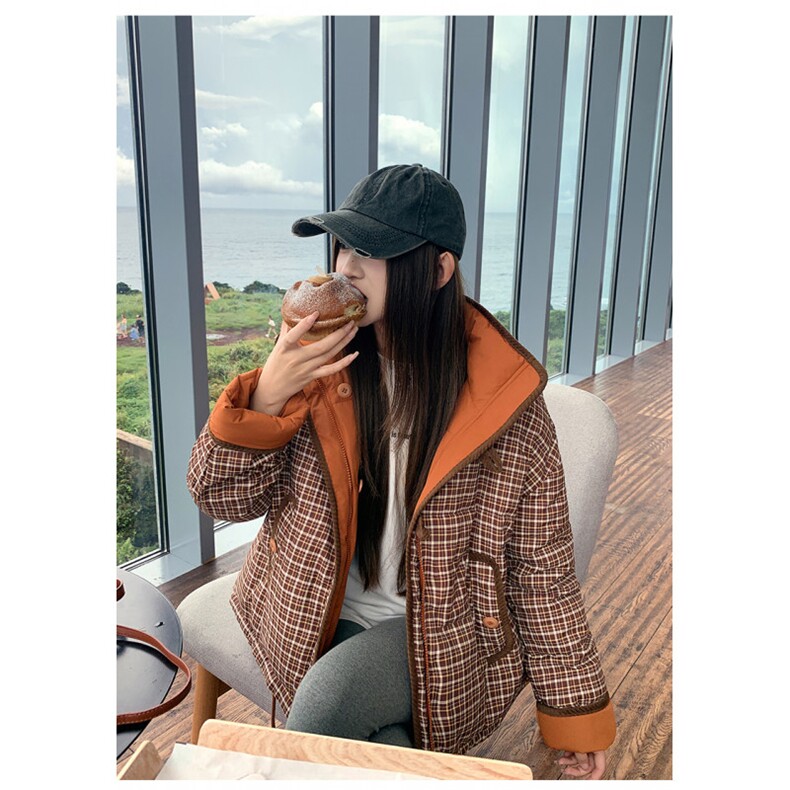 S822-P98新款格子设计感两面穿宽松加厚棉服短款棉衣外套,男装棉衣,星座617A-2