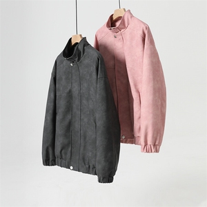 春秋宽松夹克男港风复古怀旧美式骑行机车服PU皮衣外套 JK667-P95图片