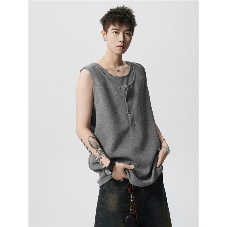 现货-原创-假两件背心休闲T恤宽松坎肩大码1016-1T345P32K59，男装背心/马甲，星座1016-1（原电商B408-1）