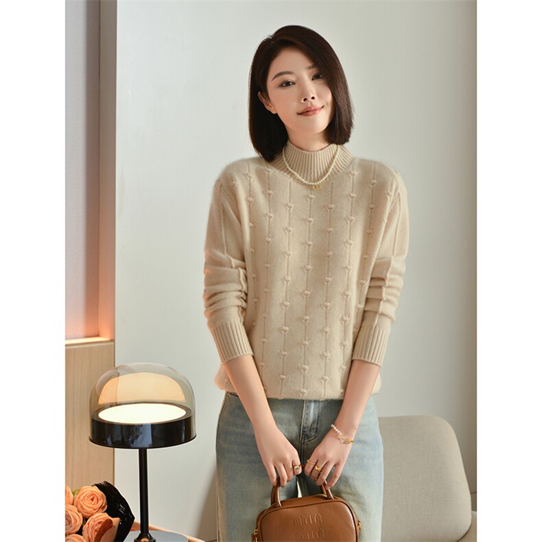 女士秋冬季简约百搭纯色经典半高领羊毛衫,女装羊毛衫,宋氏羊绒