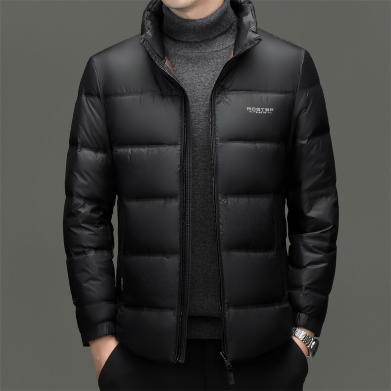 秋冬季白鸭绒羽绒服休闲男士短款加厚面包服立领保暖男潮服外套图片