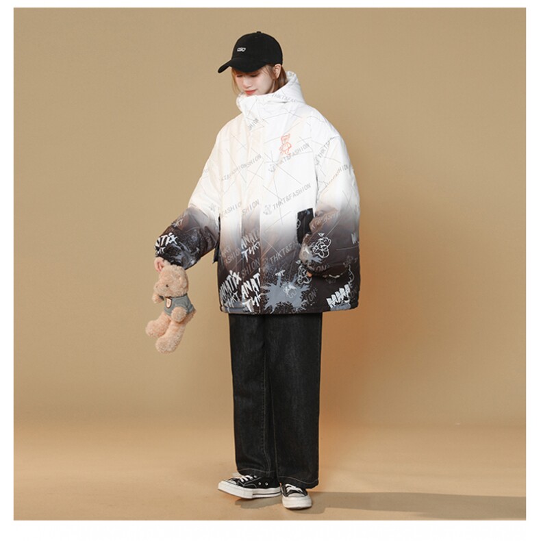 2025冬装渐变棉衣女连帽棉服宽松棉袄面包服外套3315-P90控138,男装棉衣,星座207