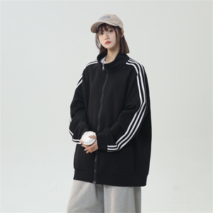 WY5019/P65春装新款高品质不起球织带设计开衫卫衣男潮宽松外套图片