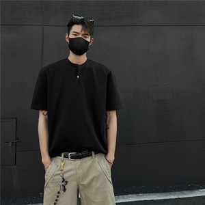 现货  简约风纯色V领百搭T恤男  1211-P35图片