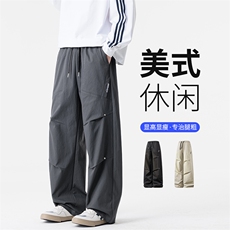GENIOLAMODE潮牌伞兵工装休闲裤子男士秋季宽松阔腿运动直筒长裤，男装工装外套，星座209-1