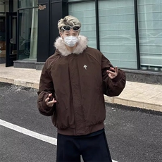 美式潮牌毛领加厚棉袄男女潮牌面包服冬季cleanfit保暖棉衣，男装棉衣，星座506A