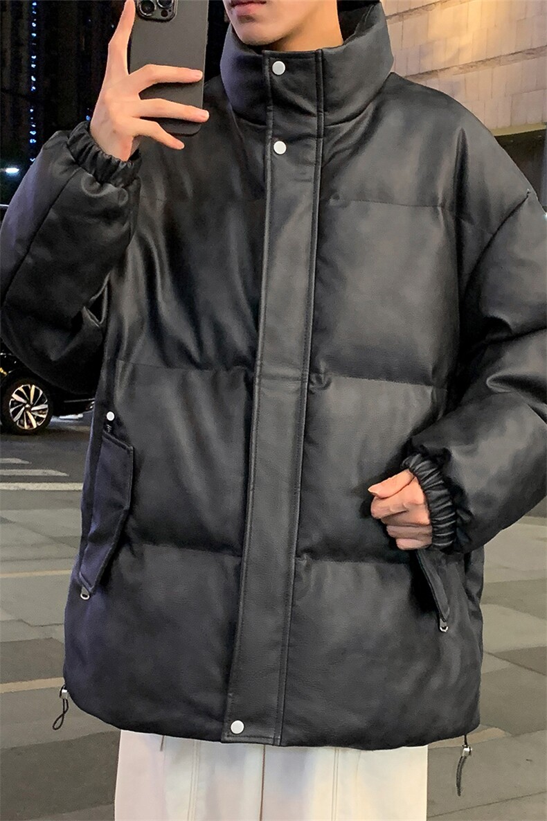可二开高品质潮牌宽松PU皮衣棉服情侣棉衣A161-MY8170,男装皮衣,电商A161