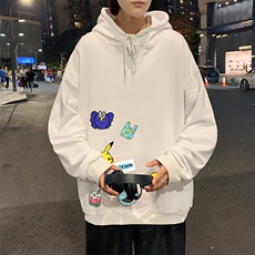 WY2079-P35加绒款-P40纯棉连帽卫衣男大码运动帽衫宽松薄外套男，男装卫衣，电商A040