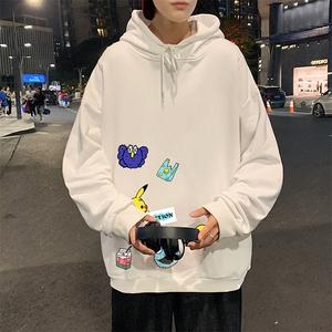 WY2079-P35 加绒款-P40 纯棉连帽卫衣男大码运动帽衫宽松薄外套男图片