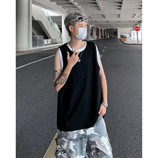 假两件背心男女韩版潮流灰色百搭宽松2024夏季ins帅T恤ST451-P26，男装背心/马甲，星座412-2
