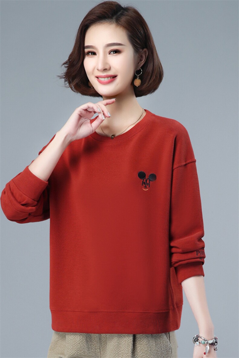 2021年春季新款套头圆领卫衣女宽松韩版休闲百搭气质打底衫女棉,女装卫衣/绒衫,简韵佳