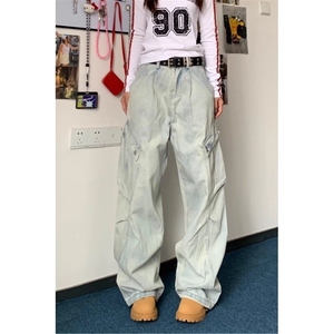 DN0092-P60抖音高品质大口袋牛仔裤男秋季高街水洗裤-网图现货图片