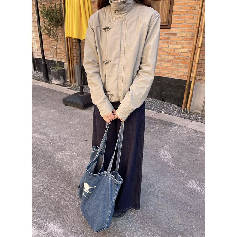 26春装高品质工艺老钱风翻领夹克外套男女潮牌金属扣工装宽松上衣,男装夹克,电商A486