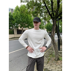 抖音得物品质美式高街重磅曼巴棉结构硬阔boxy版潮牌卫衣长袖T恤，男装T恤，电商A486