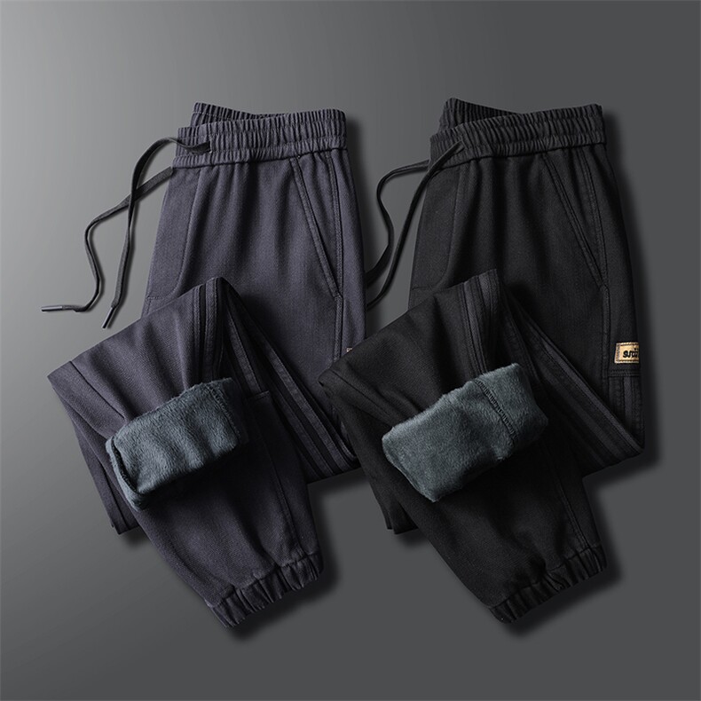 秋冬季加绒保暖宽松束脚裤冬季青年百搭加厚棉裤运动裤H666加绒，男装棉衣，星座224-1