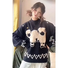 秋冬小众高级感毛衣女宽松氛围感圆领套头针织衫上衣M7605，男装针织衫/毛衣，星座1116A（原606A-3）