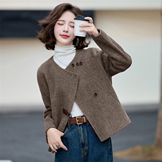 100%羊毛呢短外套2025秋冬装修身显瘦高端气质百搭小个子呢大衣，女装双面呢大衣，美沁