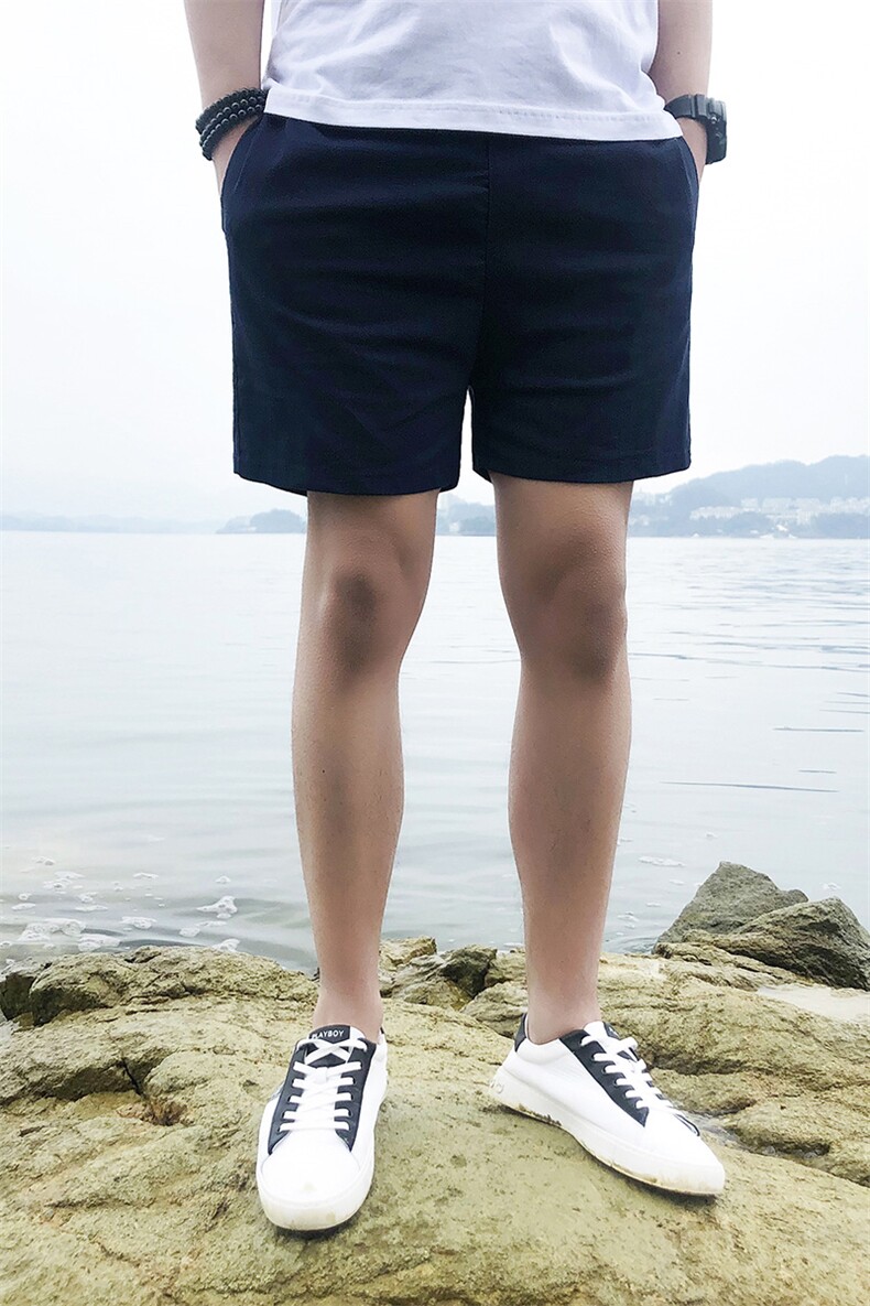 夏季主推纯色短裤男休闲纯棉水洗大码沙滩裤XZ310B-3-DK8888-P22,男装牛仔裤,星座310B-3