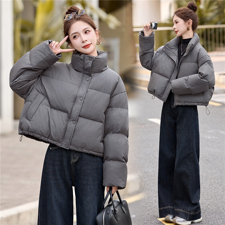 短款羽绒服女2025冬季新款小个子宽松立领白鸭羽绒面包服外套,女装羽绒服,美沁