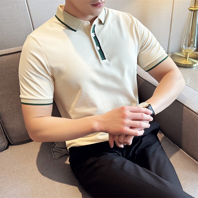 2026夏季新款织带高级感短袖T恤帅气翻领Polo衫T0281-P53,男装T恤,电商D342