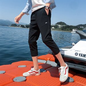 夏季新款休闲束脚七分裤男生ins修身型7分裤中裤款短裤图片