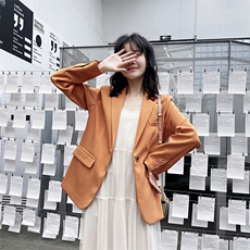 【现货】2021年秋装一粒扣休闲西装166-XZ01P90控148杏色，女装西装，茜茜公主