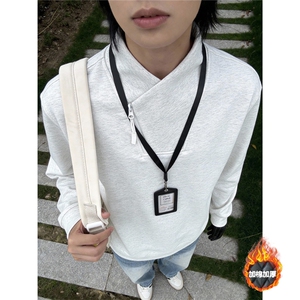加绒加厚卫衣男款斜拉链秋冬季小众设计感长袖T恤 特P28 加绒P38图片