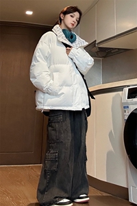 中性风冬季防水防寒加厚保暖光版立领棉衣二开 MY9666 P80图片