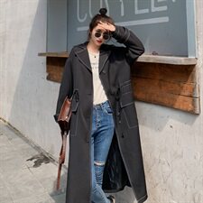 现货271-9719新款明线撞色风衣，女装风衣，浙宝271