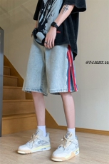 B221美式ins高街暗黑小众拉链牛仔短裤五分裤LK23094-P65控88，男装牛仔裤，电商B221