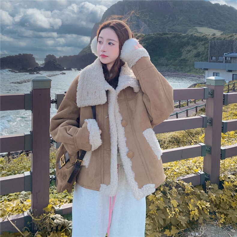 现货！2C056-7099-P195控298（麂皮绒复合羊羔毛皮毛一体）,女装派克服,2C056