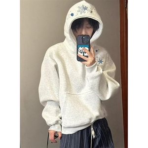 重磅刺绣连帽卫衣男女款秋冬季新款帽衫情侣上衣 W47图片