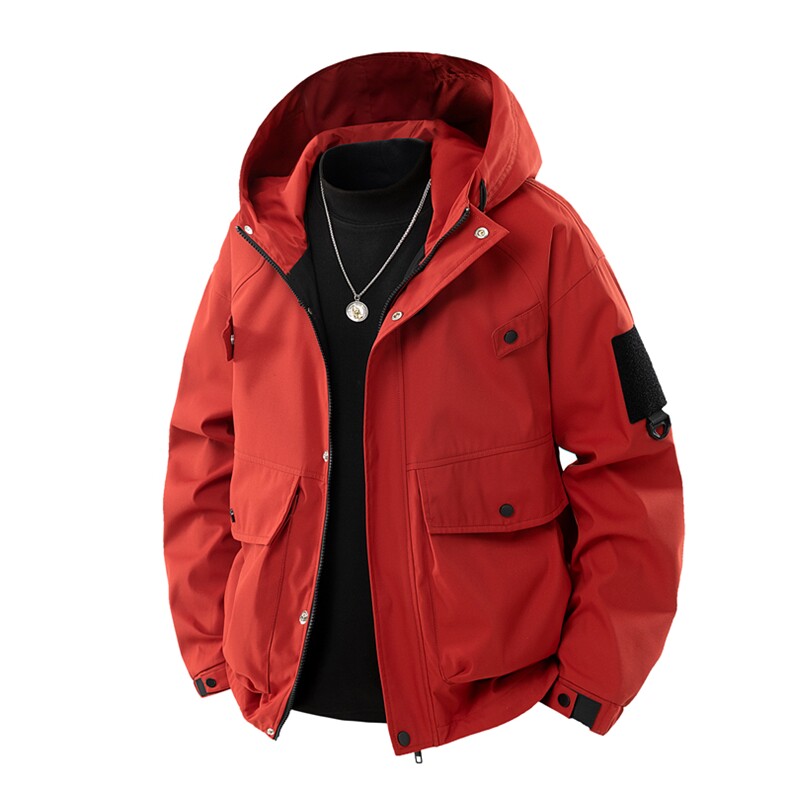 新款硬汉风户外夹克男连帽纯色上衣冲锋衣外套DSA157B-J2527-P65,男装夹克,电商A157B