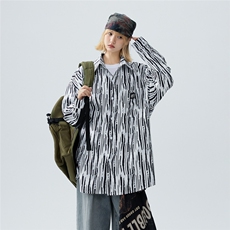 XZ-230-1CS528秋中性风宽松简约百搭水墨条纹休闲长袖衬衫P50控68，男装衬衫，星座230-1