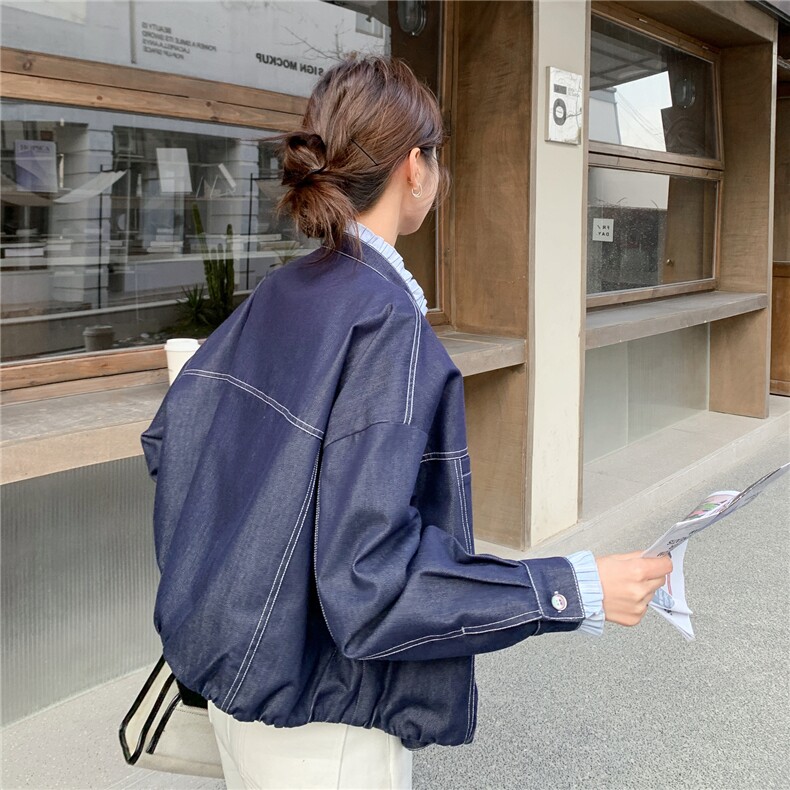 新款2026春季拼色木耳边牛仔外套6211-P145-K238,女装短外套,2C057