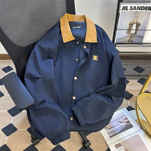 647-P67 日系复古撞色翻领外套男春秋季潮牌vintage宽松休闲图片