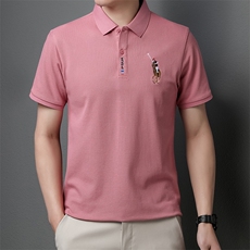 短袖POLO衫男2024夏季新款翻领印花半袖高端T恤轻商务上衣服P55，男装T恤，钱塘6003A(原)4033A