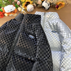 100聚MY261特P95限148格子亮面百搭棉衣港风冬季宽松男棉服男外套，男装棉衣，电商B370